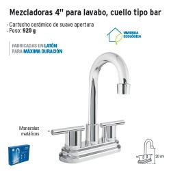 Mezcladoras 4" para Lavabo Cuello Tipo Bar FOSET