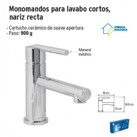 Monomando Para Lavabo Corto Nariz Recta FOSET