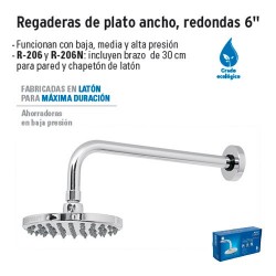 Regadera de Plato Ancho Redonda 6" FOSET