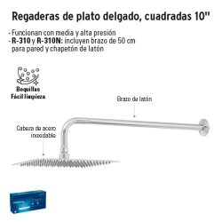 Regadera de Plato Delgado Cuadradas 10" FOSET